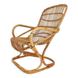 Italian Bamboo Armchair in the style of Tito Agnoli for Bonacina, 1960s