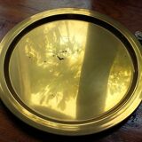 Copper round tray with handles