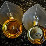 Pair of wall lamps "sheet" in opaque glass, murano, Italy 1980