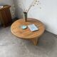 Table basse moderniste ronde en orme, années 50