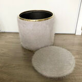 Vintage brass pouf with fur.