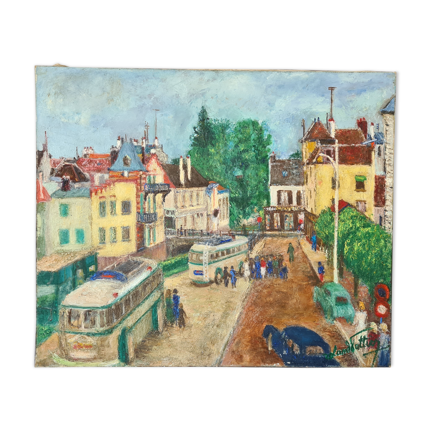 Vintage table of the 50s buses