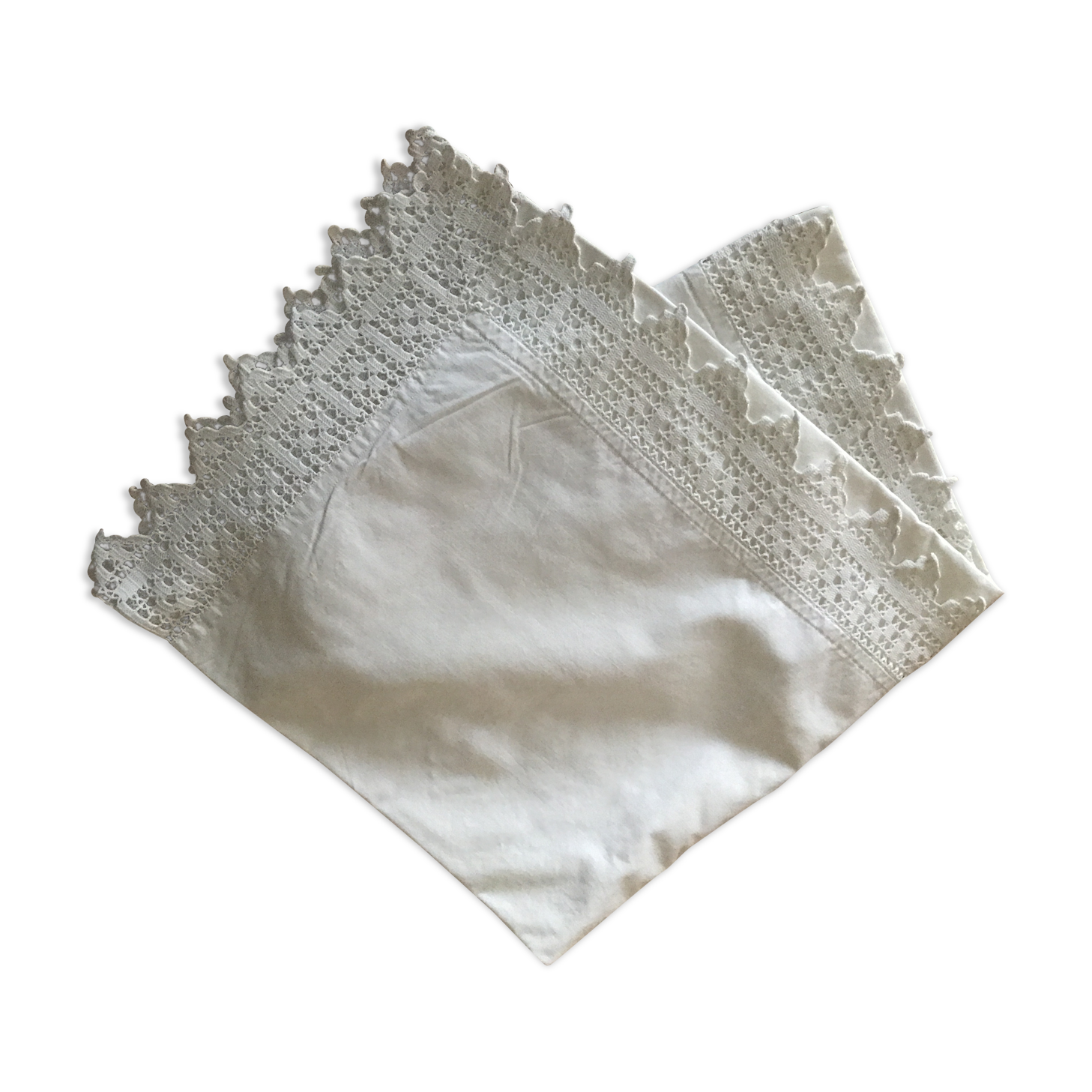 Large old pillowcase lace edges
