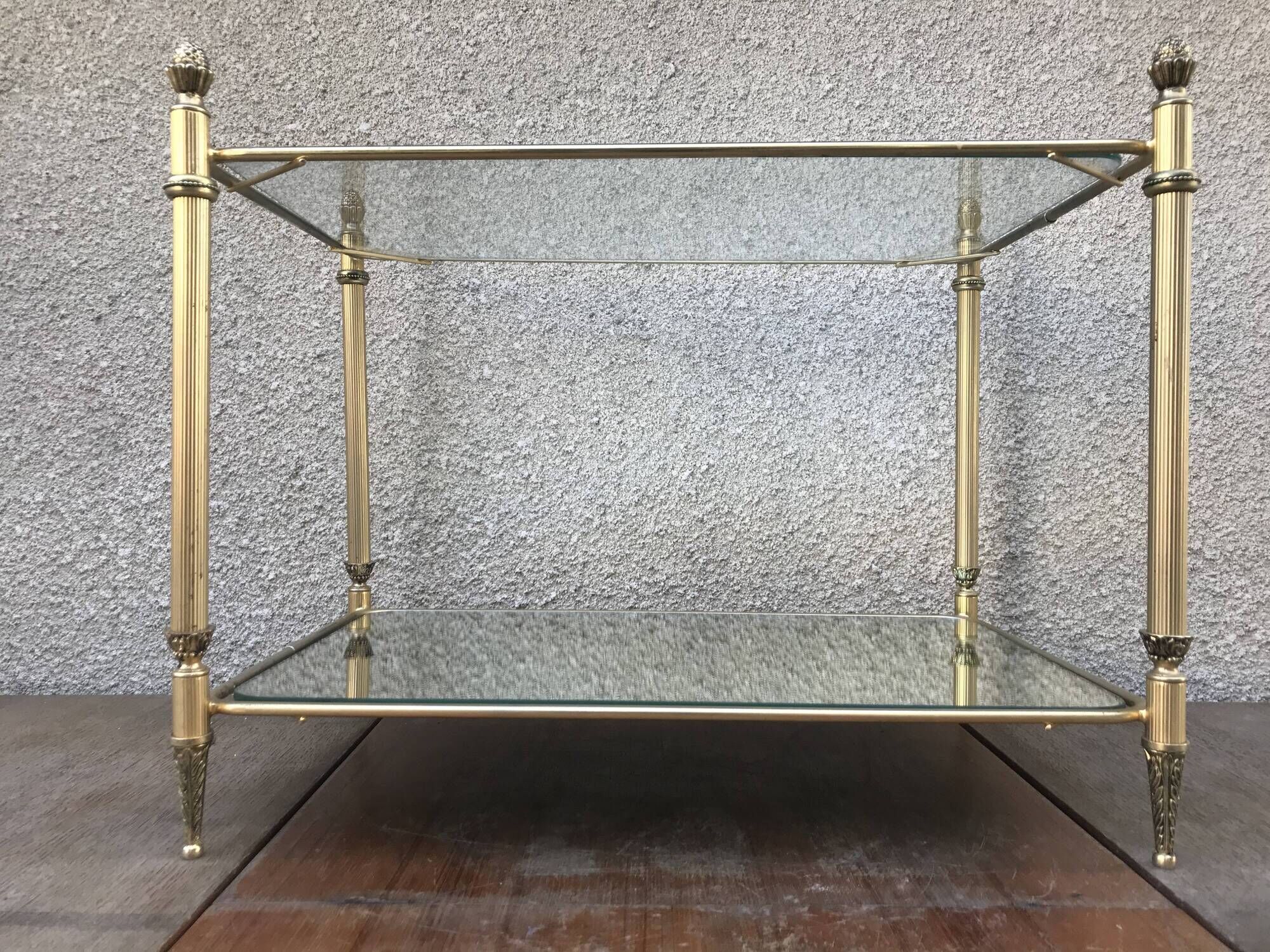 Pair of Old besides in brass and glass
