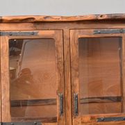 Argentier vitrine brutaliste forme libre en olivier