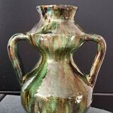 Art Deco Amphora Vase Ceramic Thulin Style (Belgium) Flamed Jasper Decor