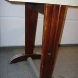 Bistro table in wood and yellow formica from the 30s/40s