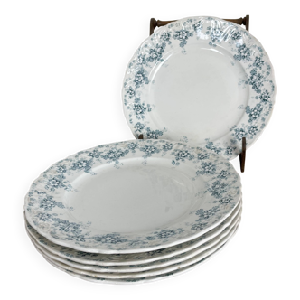 Ensemble de 6 assiettes plates en faïence de Maastricht modèle Clara