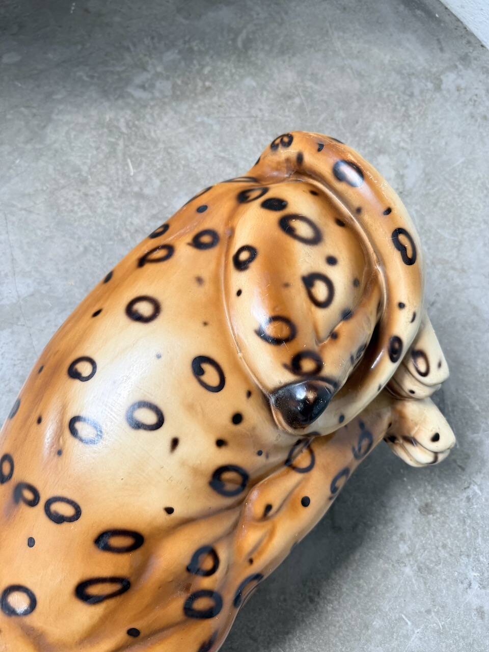 XL Italian ceramic leopard sculpture statue 1970