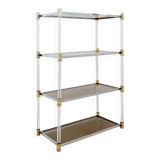 Claustra shelf in plexiglass, smoked glass and brass