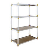 Étagère Claustra en plexiglas, verre fumé et laiton