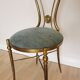 Vintage Paolo Buffa Brass Vanity Chair: Chiavari Style, Blue Fabric, 1950s