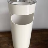 Kartell Gino Colombini white plastic umbrella stand from the 70s