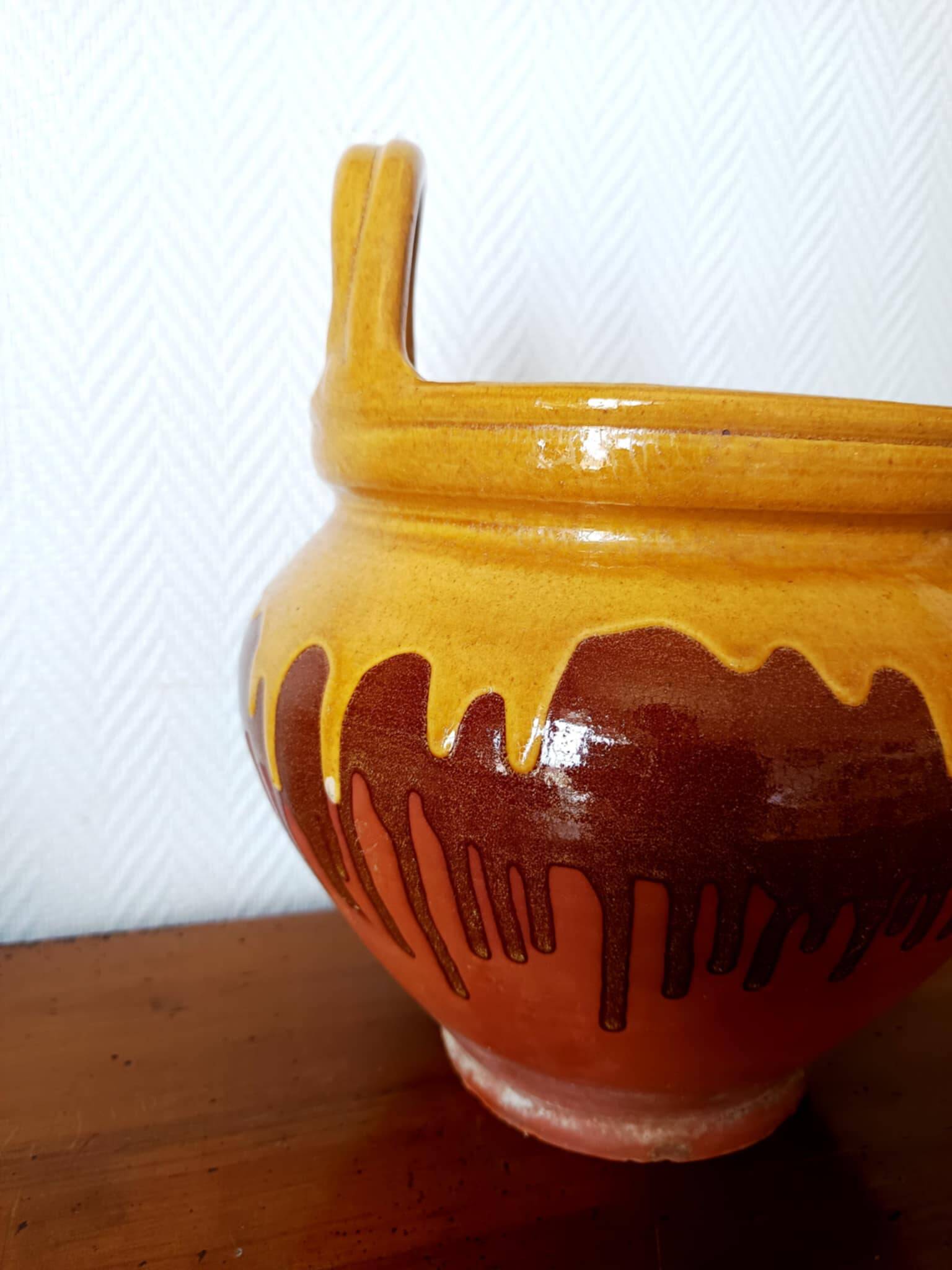 Vintage glazed pottery planter