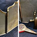 Old fire screen and accessories brass fireplace 1940 spark arrest fireplace firescreen
