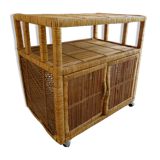 Vintage rattan serving table