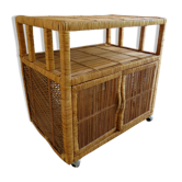 Vintage rattan serving table