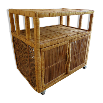 Vintage rattan serving table