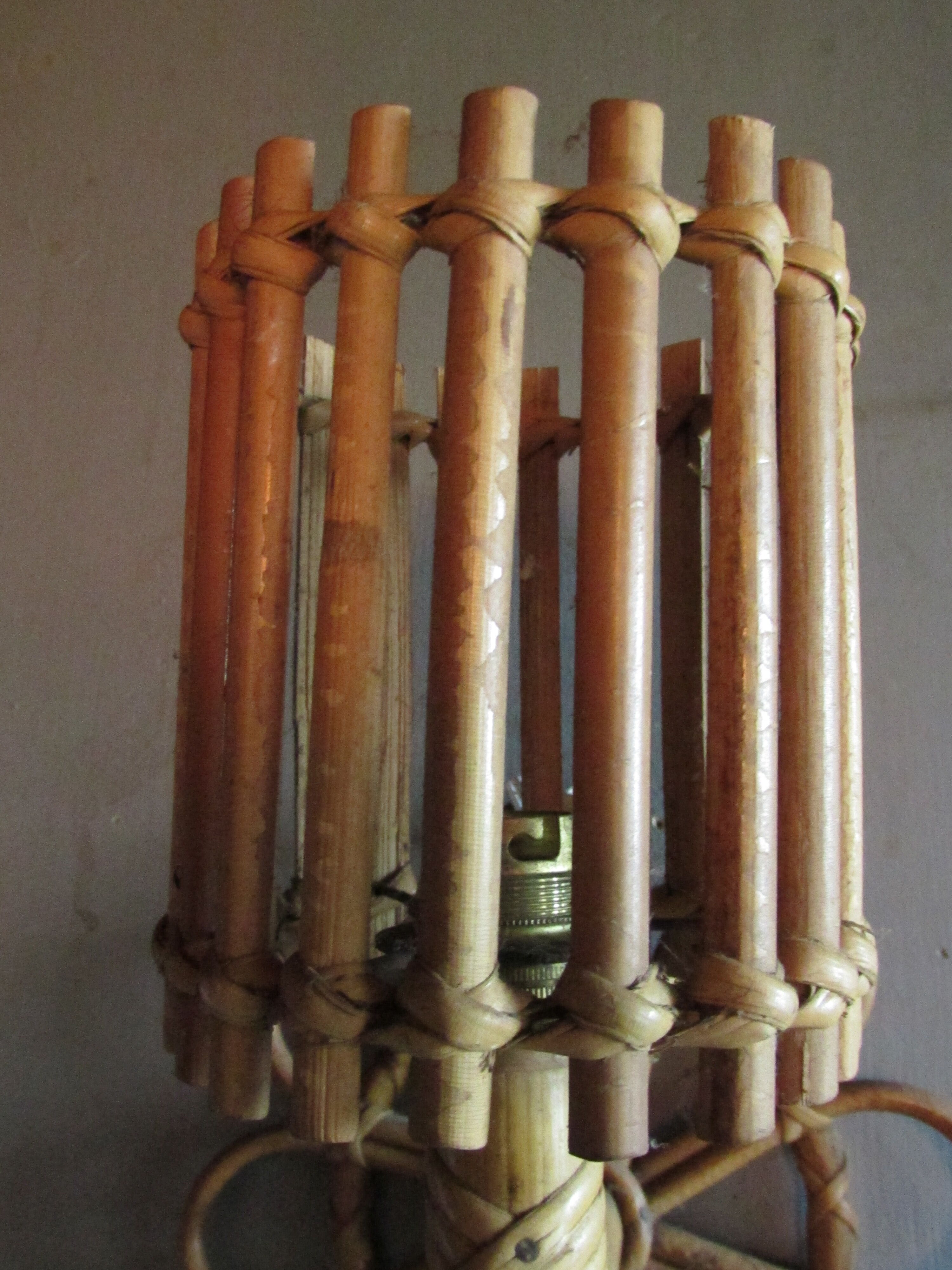 Louis Sognot rattan wall lamp