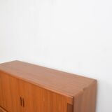Mid-century danish teak sideboard with tambour doors from dyrlund, 1960s.