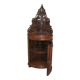 Meuble d'Angle en Bois Placqué en Ronce de Noyer avec Fronton Sculpté