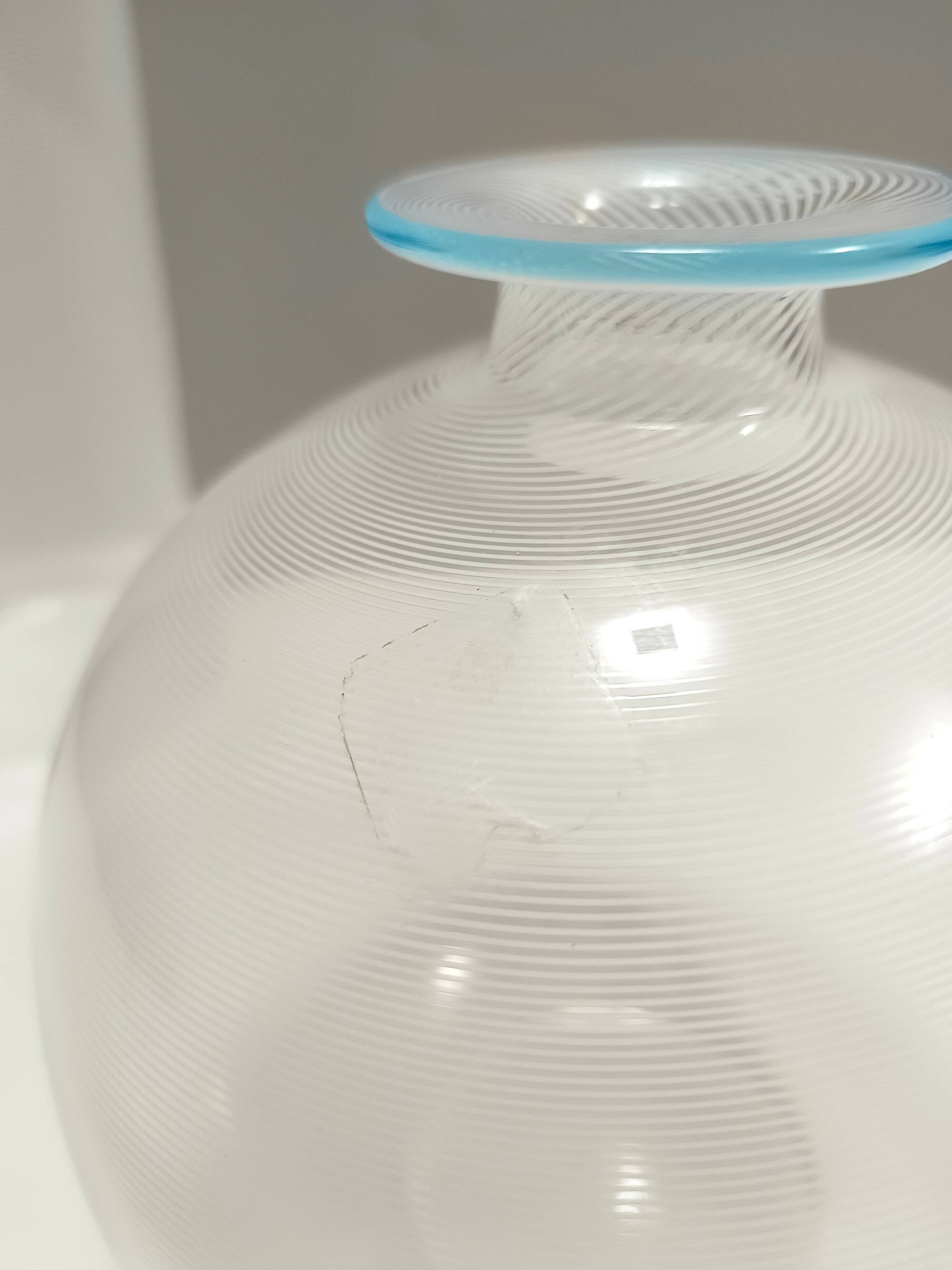 Murano Glass Vase by Ercole Barovier for Barovier & Toso with White Canes,