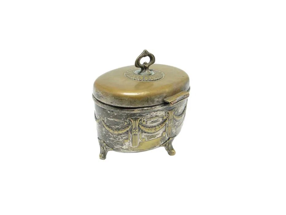 ABC Neoclassical Sugar Bowl, Silver-Plated Brass, Austria, 19th Century