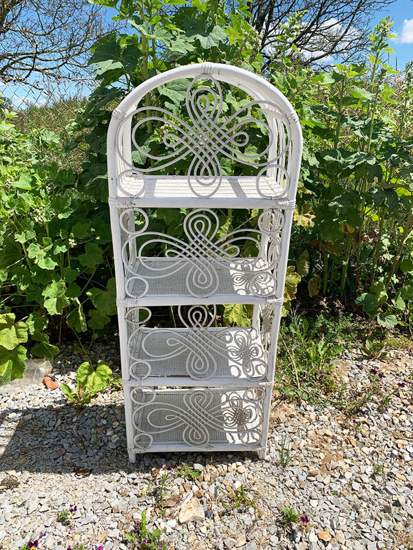 Ancien salon en rotin blanc : 5 meubles