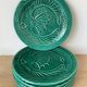 Vallauris - Set of 6 earthenware fish plates with green glaze