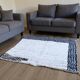 Black and white Moroccan Berber rug, traditionally handmade.