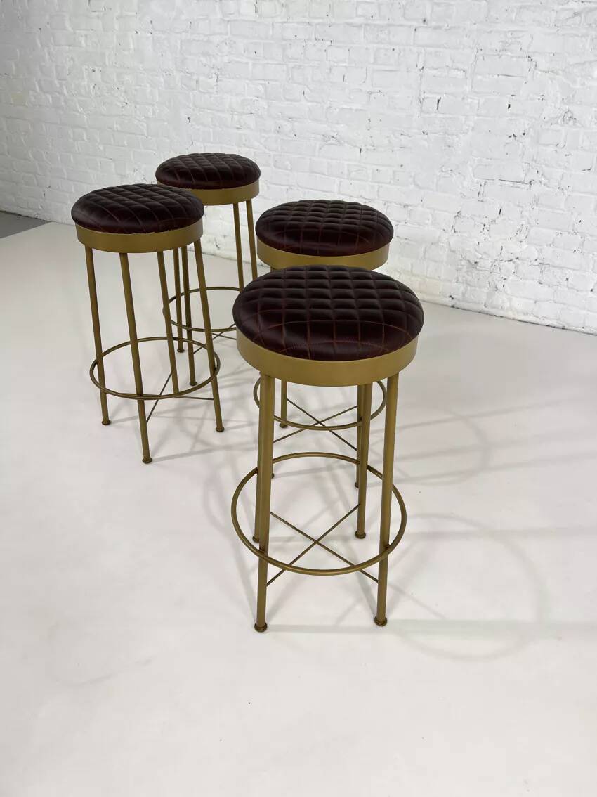 Tabouret De Bar Cuir Et Metal