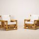 Paire de fauteuils en bambou, coussins Pierre Frey, travail français, vers 1960-70
