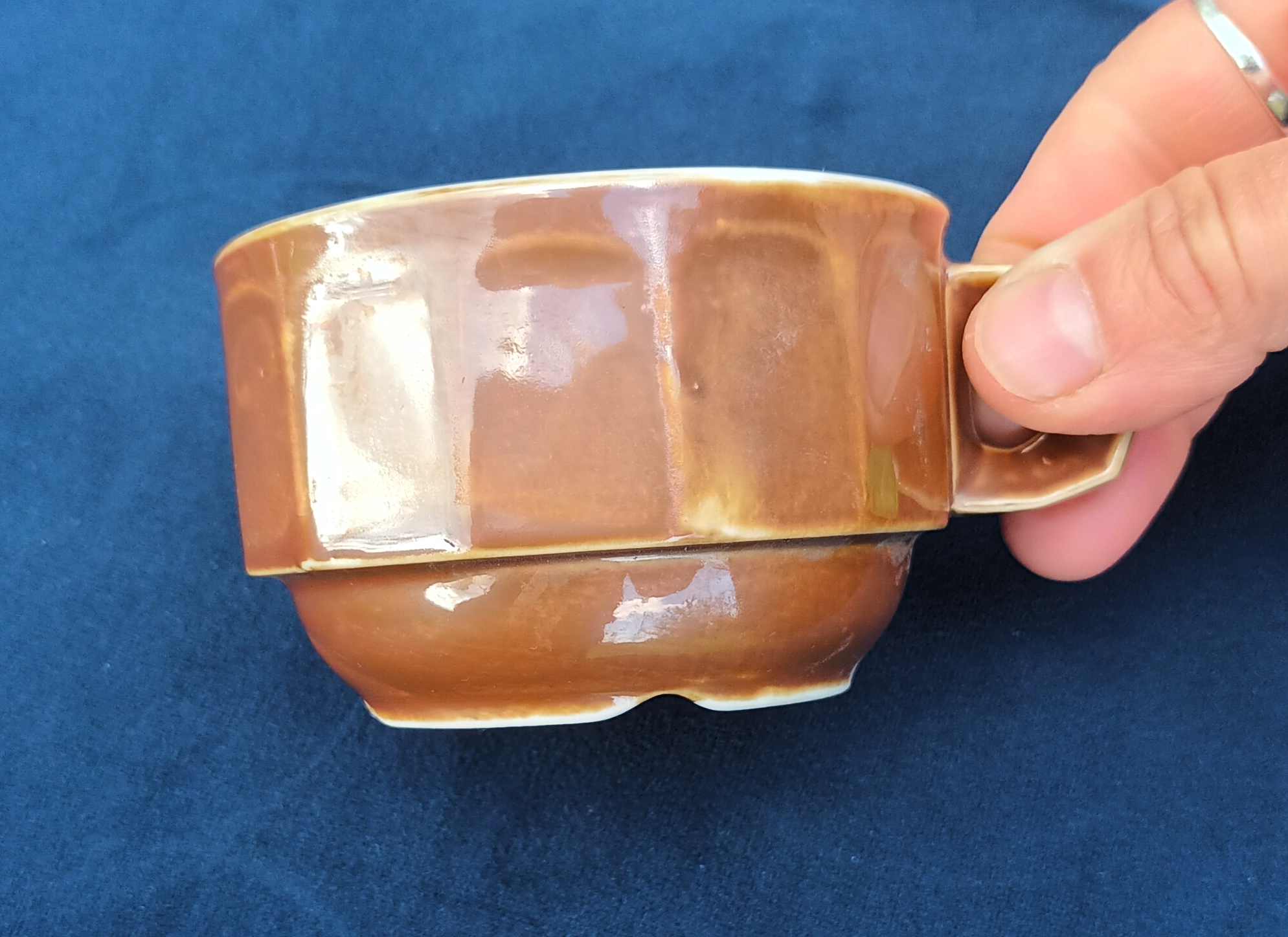 Set of 6 cups coffee cream bistro old porcelain Pillivuyt brown 15 cl