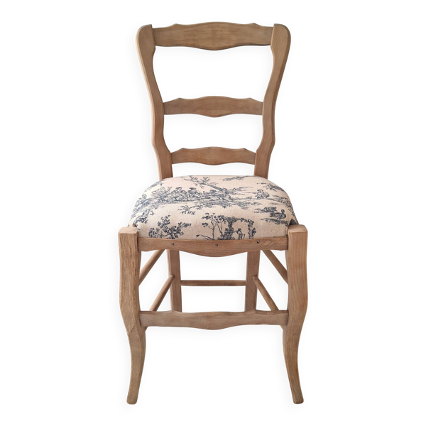 Chaise de campagne en toile de Jouy bleu
