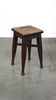 Antique English solid oak stool with a touch of art nouveau style