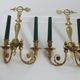 Pair of double wall lamps directoire style Lucien Gau in solid bronze gilded with bright gold