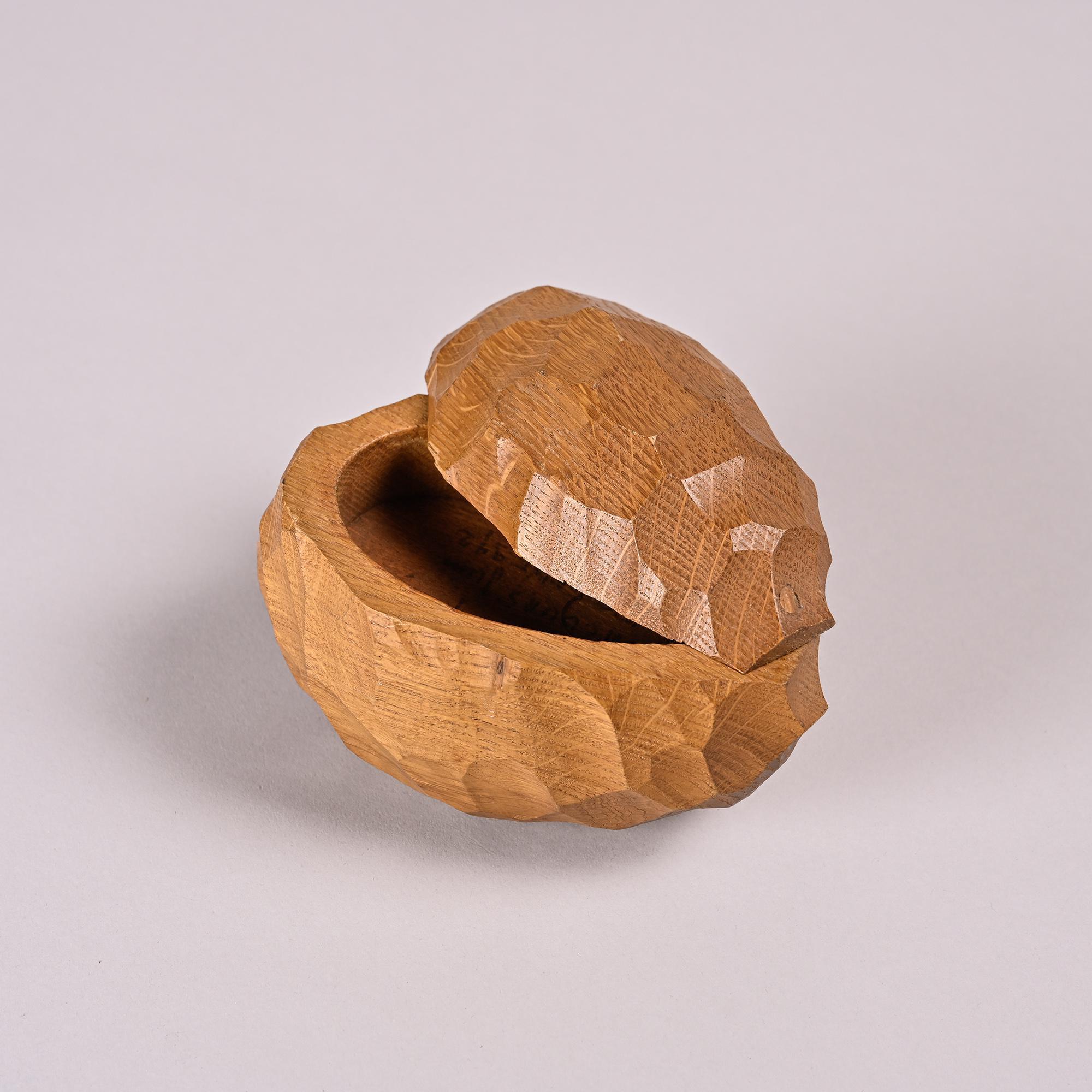 Carved box with a chisel in solid wood, France, around 1960.