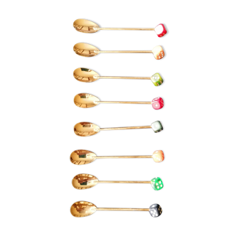 8 gold-plated mocha spoons