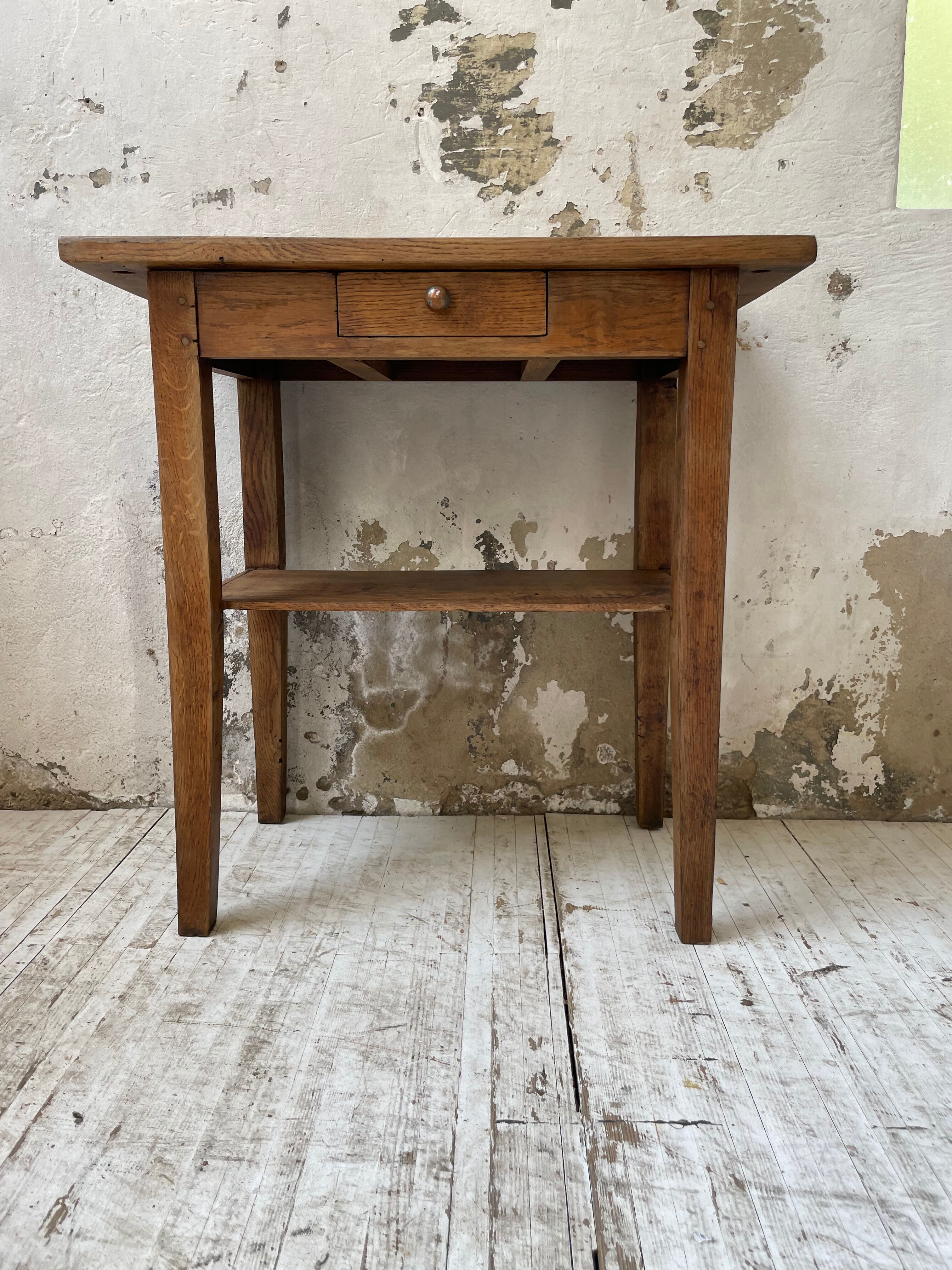 Oak console side table