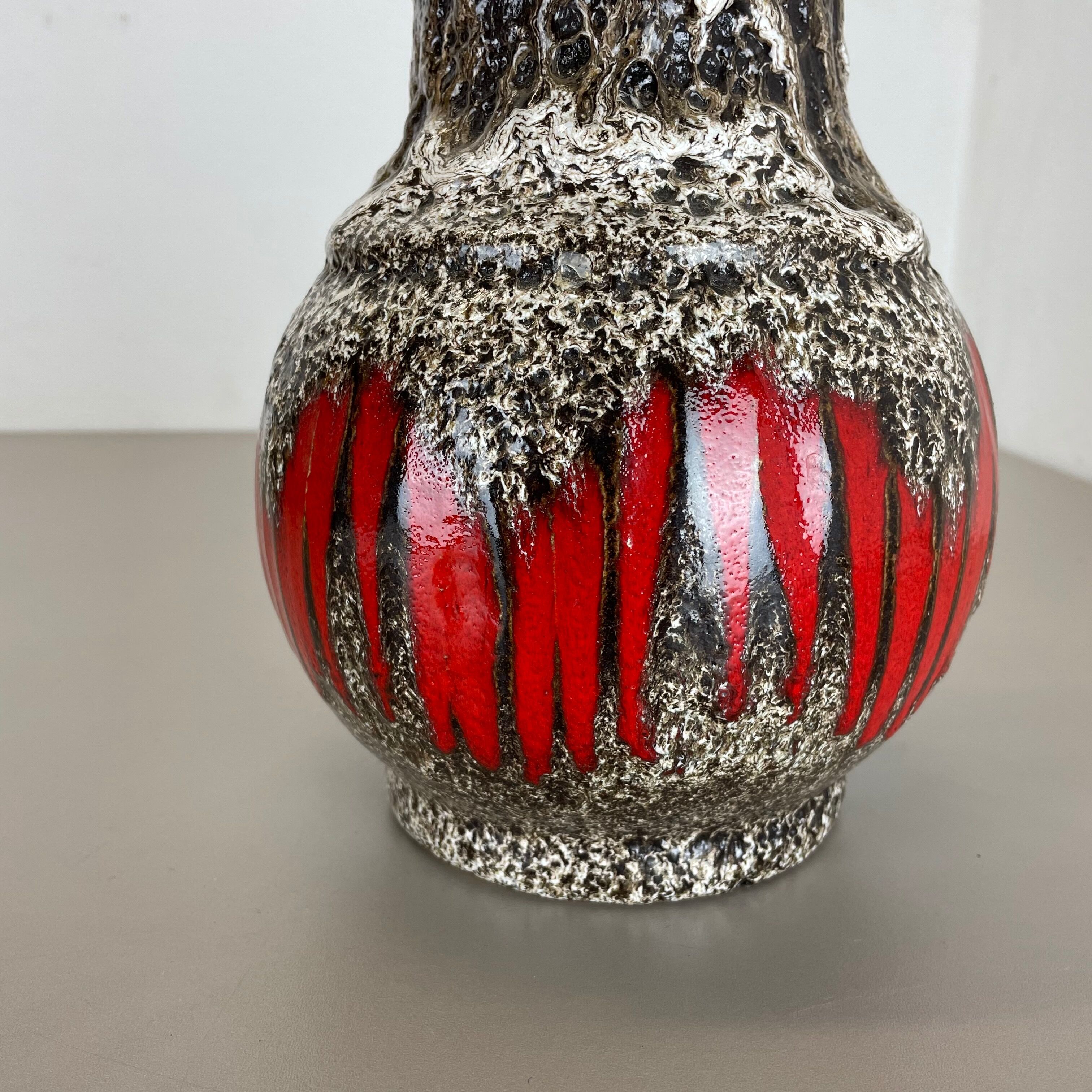 Zig Zag Pottery Fat Lava Vase Made by Scheurich, Germany, 1970s