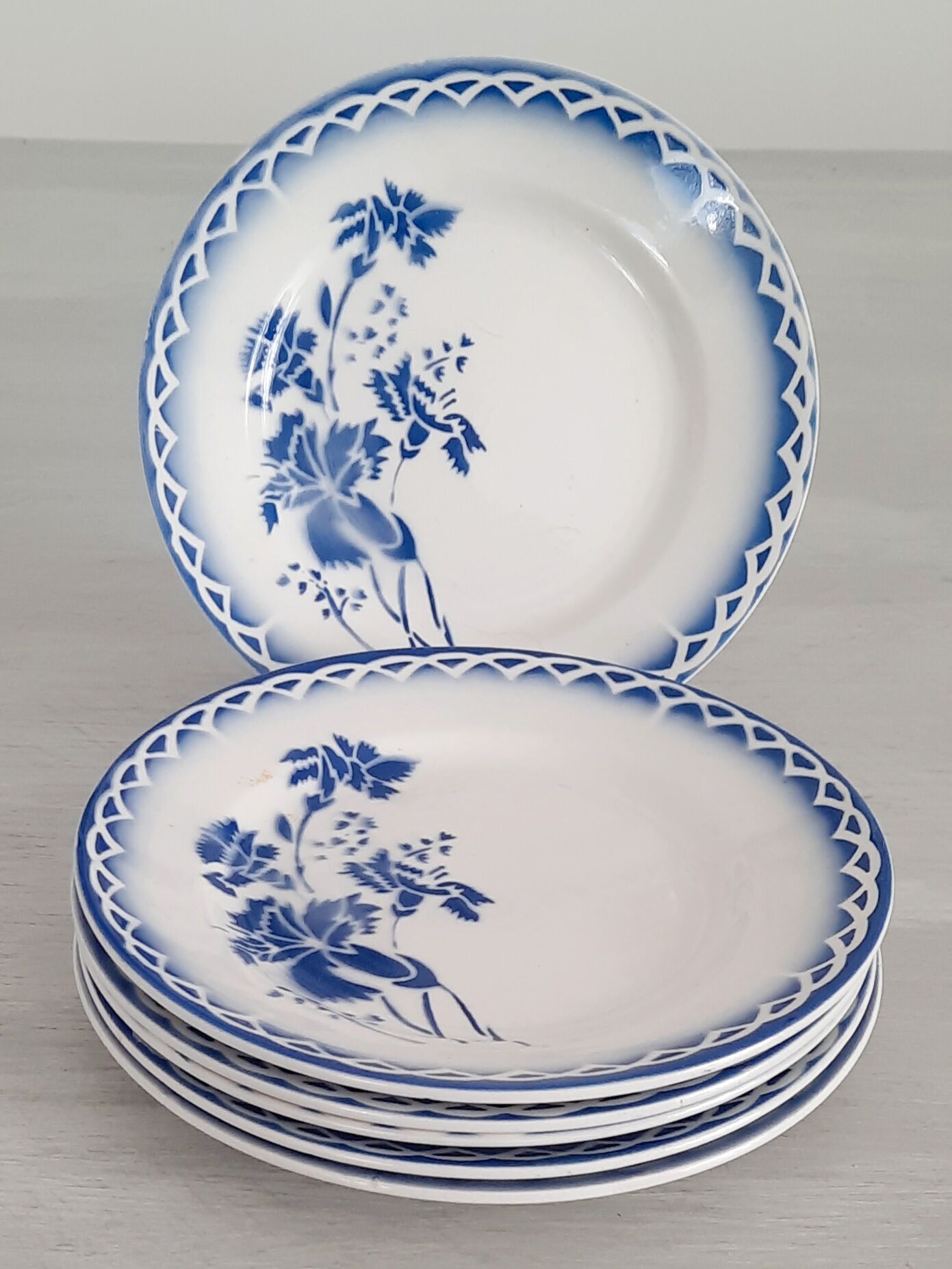 6 dessert or cheese plates in old earthenware Digoin Sarreguemines - Model Annick - Vintage