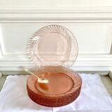 10 pink Arcoroc dessert plates