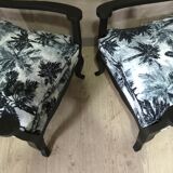 Pair of jungle fabric armchairs