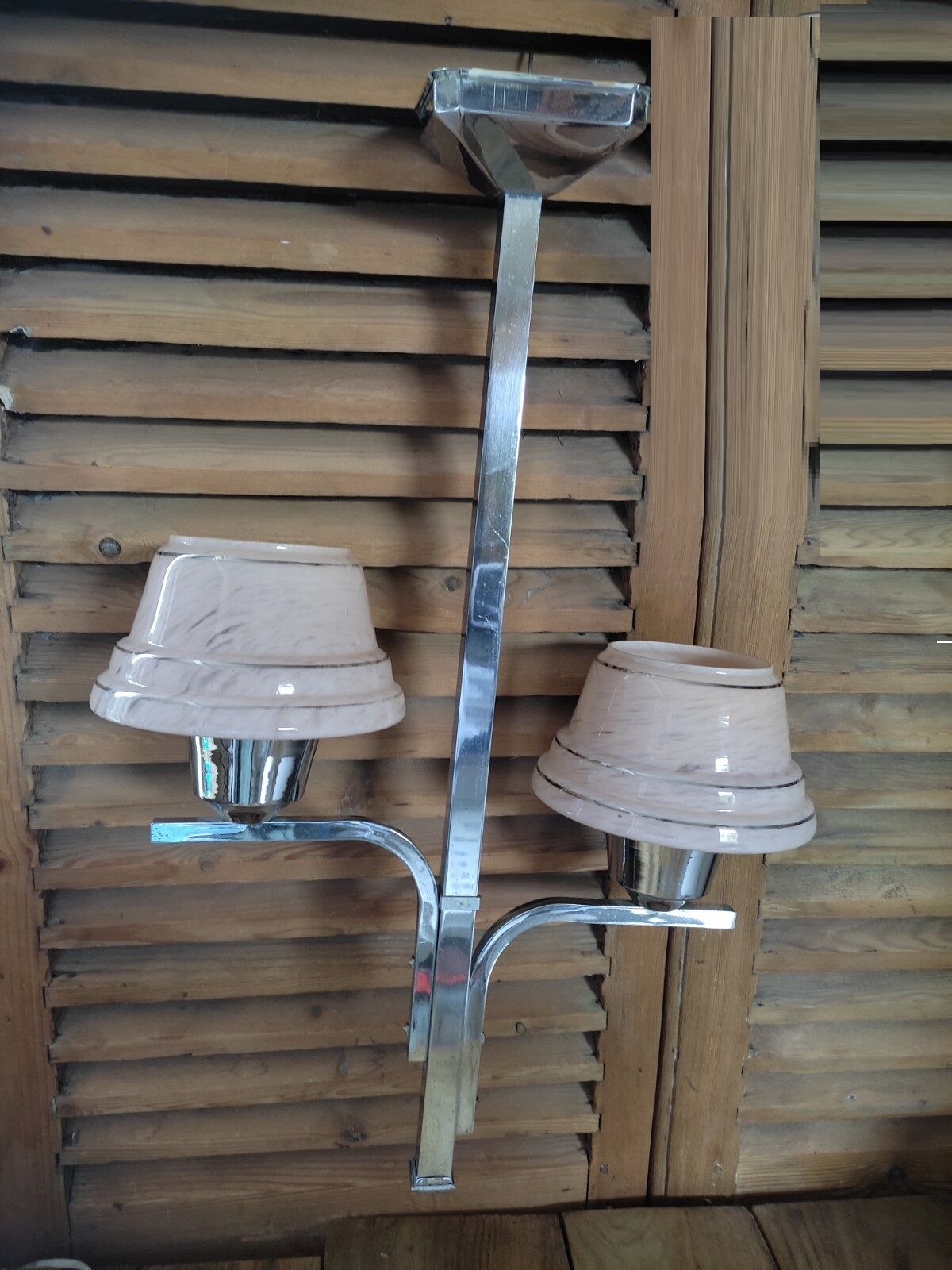 Chandelier support stainless steel globe tulip glass Clichy pink