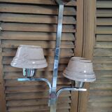 Lustre support inox globe tulipe verre Clichy rose
