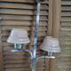 Lustre support inox globe tulipe verre Clichy rose