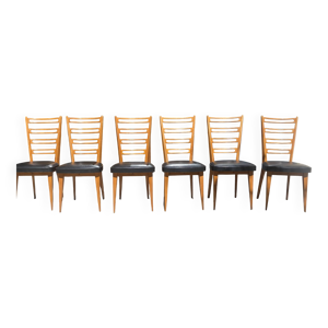 6 chaises bois et skaï