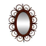 Oval rattan mirror