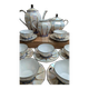 Art Deco coffee service Limoges Unique signed Pailles – 27 pieces in iridescent porcelain