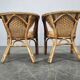 Ensemble de salon en rotin et osier italien des années 1950, quatre fauteuils et une table.